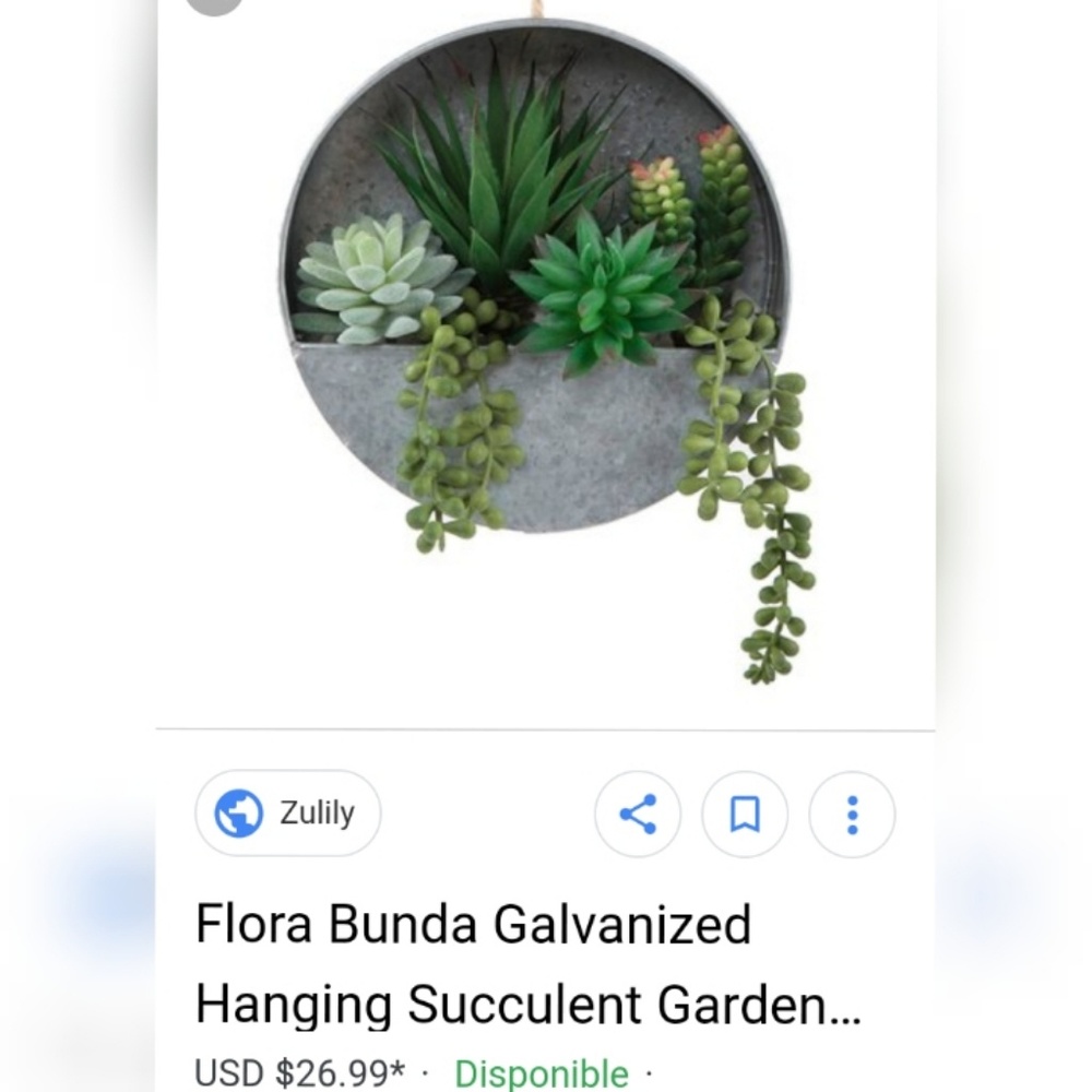 Galvanized Hanging Succulent Garden Planter - Picture 3 of 8